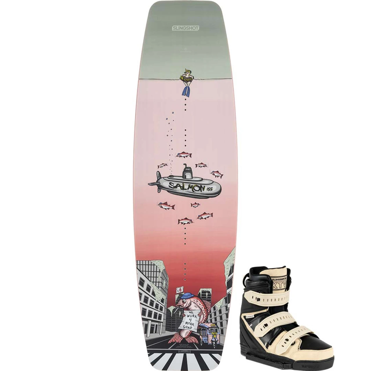 Slingshot Salmon Wakeboard Package W/ KTV Boots - 2023