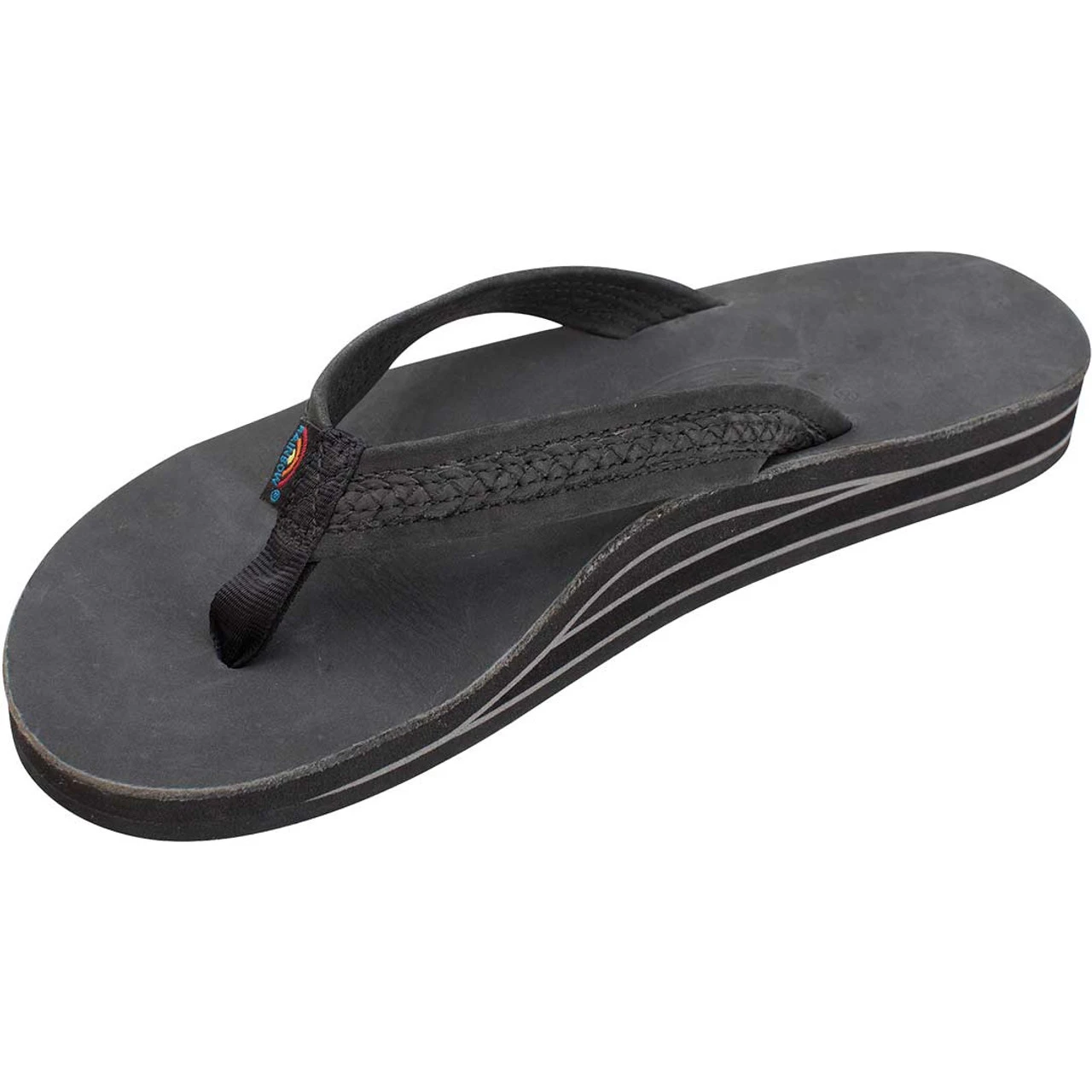 Rainbow Willow Ladies Double Layer Premier Leather Sandal With Arch Support - Black